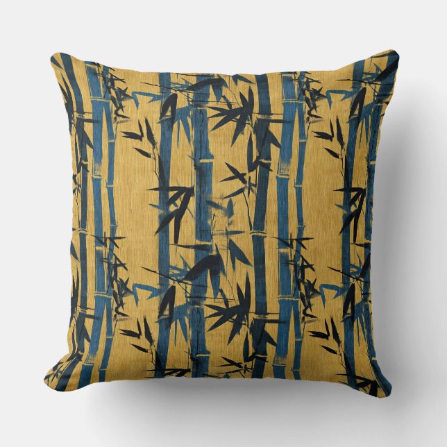 Cojín Decorativo Estampa Retro Japonesa de Bambú (Anverso)