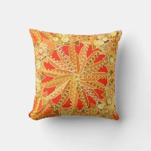 Cojín Decorativo Estampa tribal de mandala, mostaza dorado y naranj