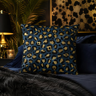 Cojín Decorativo Estampado Animal de Estampado de Leopardo Azul y D