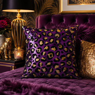 Cojín Decorativo Estampado Animal de Estampado de Leopardo de Purpu