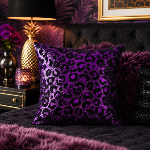 Cojín Decorativo Estampado Animal de Estampado de Leopardo Metálico