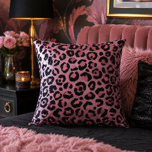 Cojín Decorativo Estampado Animal de Estampado de Leopardo Negro y