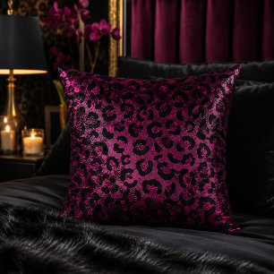 Cojín Decorativo Estampado animal de leopardo metálico burdeos
