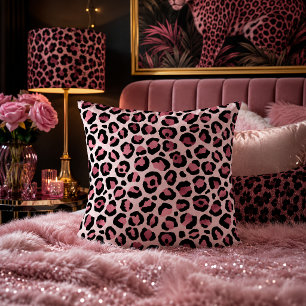 Cojín Decorativo Estampado Animal de Leopardo Rosa Pastel