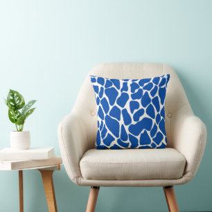 Cojín Decorativo Estampado Animal de Manchas de Jirafa Azul Real y