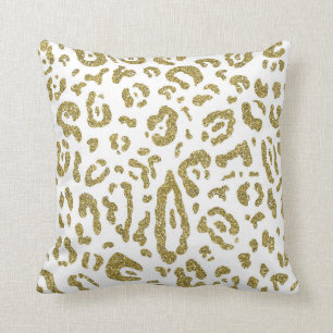 Cojín Decorativo Estampado Animal Leopardo Guepardo Blanco Brillo D
