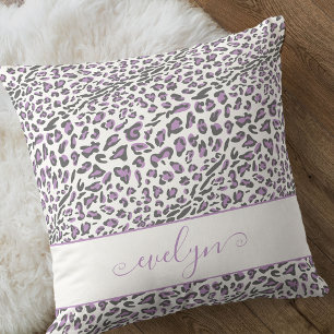Cojín Decorativo Estampado Animal Leopardo Lila Gris Blanco Persona