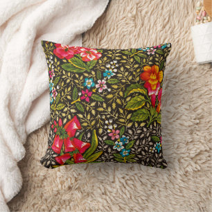 Cojín Decorativo Estampado Botánico Floral Oscuro Antiguo Toile