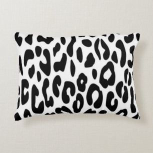 Cojín Decorativo Estampado Clásico de Leopardo en Blanco y Negro