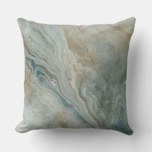 Cojín Decorativo Estampado Costero Crema Verde Azul Marmolado Tan