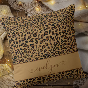 Cojín Decorativo Estampado de animal leopardo marrón y negro Person
