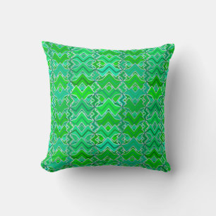 Cojín Decorativo Estampado de batik tribal, verde jade y verde lima