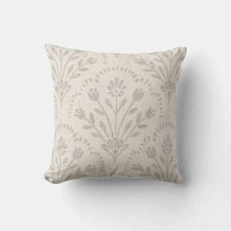 Cojín Decorativo Estampado de bloque de voluta floral gris suave si