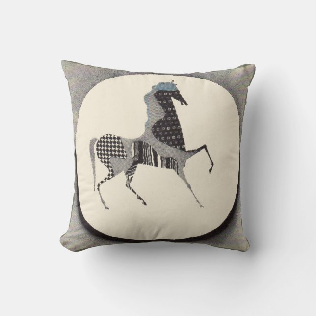 Cojín Decorativo estampado de caballo patchwork (Anverso)