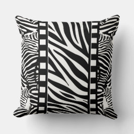 Cojín Decorativo Estampado de cebra en blanco y negro