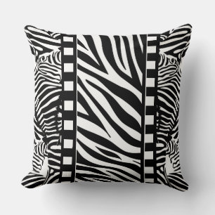 Cojín Decorativo Estampado de cebra en blanco y negro