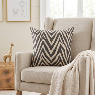 Cojín Decorativo Estampado de cebra gris beige y carbón