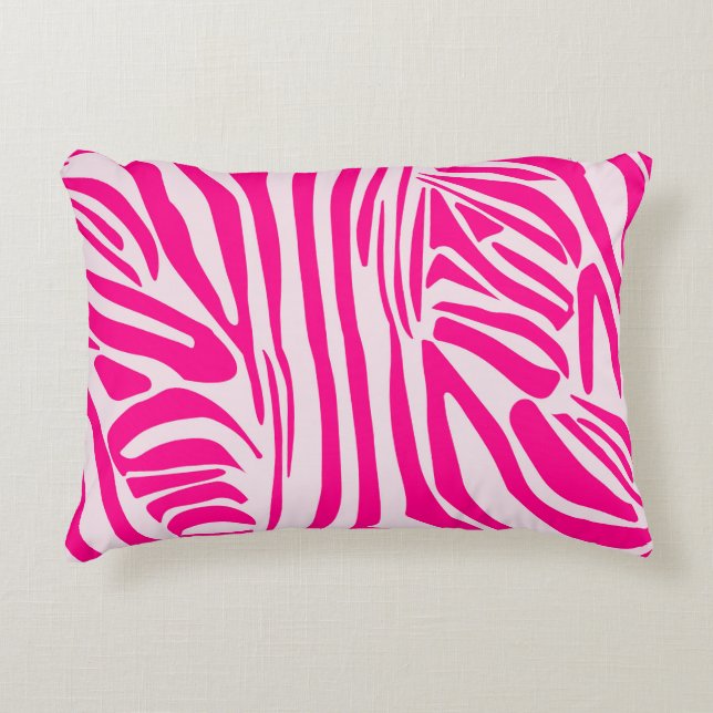 Cojín Decorativo Estampado de cebra rosa (Anverso)