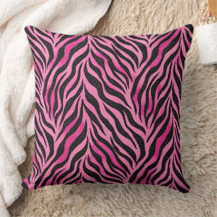 Cojín Decorativo Estampado de cebra rosa y negro vibrante