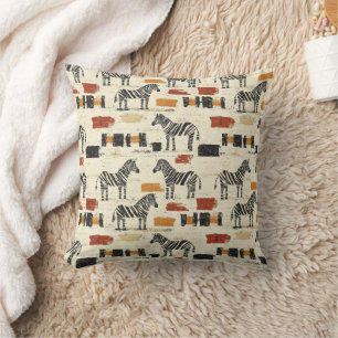 Cojín Decorativo Estampado de cebra vintage rústico boho safari