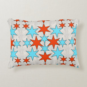 Cojín Decorativo Estampado de estrellas azules y rojas