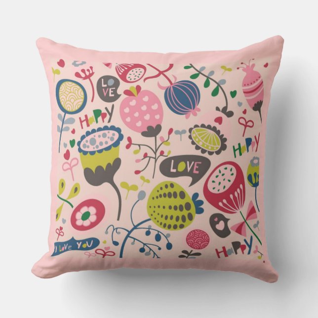 Cojín Decorativo Estampado de flores (Anverso)