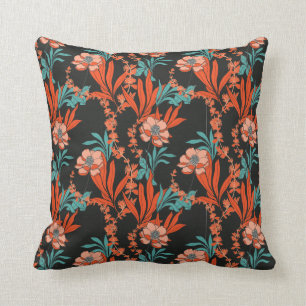 Cojín Decorativo Estampado de flores abstracto anaranjado