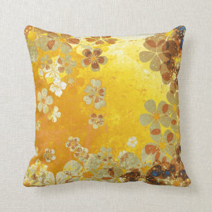 Cojín Decorativo Estampado de flores amarillo del vintage
