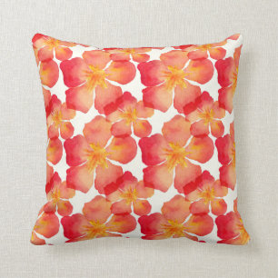Cojín Decorativo Estampado de flores anaranjado del Oleander