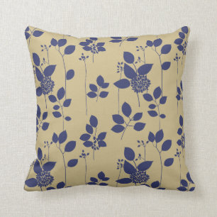 Cojín Decorativo Estampado de flores de color topo azul de Brown