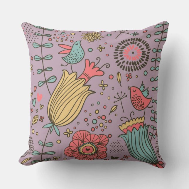 Cojín Decorativo Estampado de flores elegante con las flores (Anverso)