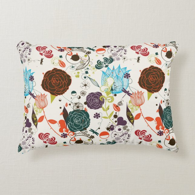 Cojín Decorativo Estampado de flores retro 2 (Anverso)