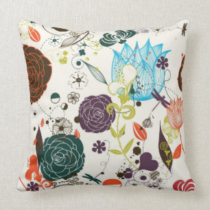 Cojín Decorativo Estampado de flores retro 2