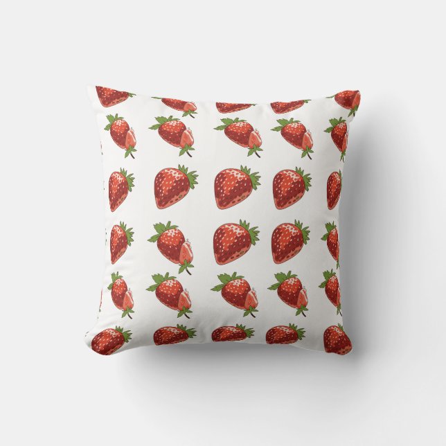 Cojín Decorativo Estampado de fresas en patrón  (Anverso)