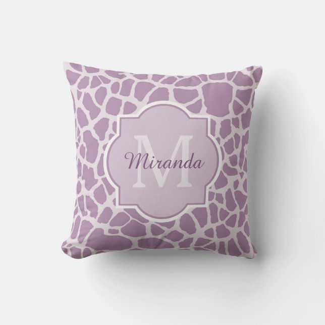 Cojín Decorativo Estampado de girafa púrpura elegante con el (Anverso)