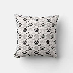 Cojín Decorativo Estampado de huellas de patas de perro y huesos