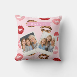 Cojín Decorativo Estampado de labios personalizado con estampado de