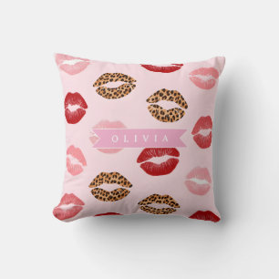 Cojín Decorativo Estampado de labios personalizado con estampado de