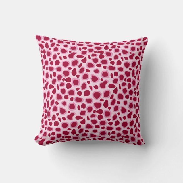 Cojín Decorativo Estampado de leopardo - Burdeos y Rosa (Anverso)