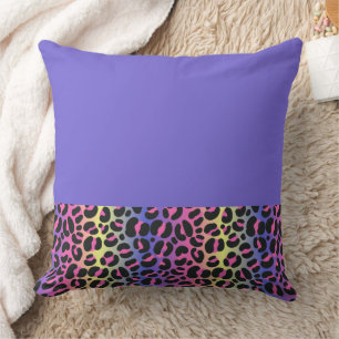 Cojín Decorativo Estampado de leopardo con gradiente de neón colori