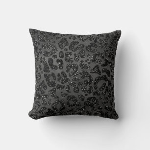 Cojín Decorativo Estampado de leopardo de brillo negro