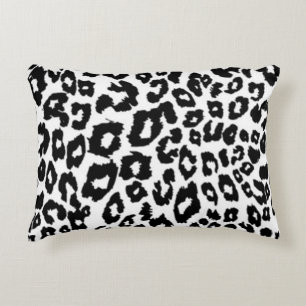 Cojín Decorativo Estampado de leopardo en blanco y negro moderno