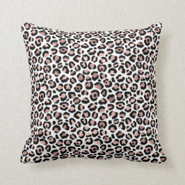 Cojín Decorativo Estampado de leopardo negro en oro rosa tendencia