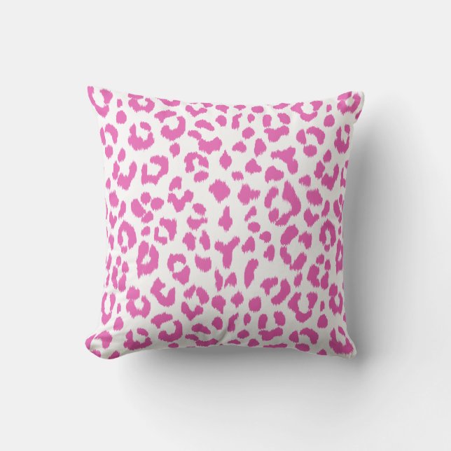 Cojín Decorativo Estampado de leopardo rosa con monograma (Anverso)