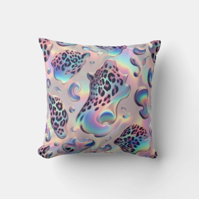 Cojín Decorativo Estampado de leopardo rosa opal girly (Anverso)