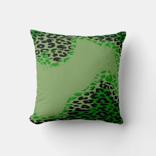 Cojín Decorativo Estampado de leopardo verde retro y diseño moderno