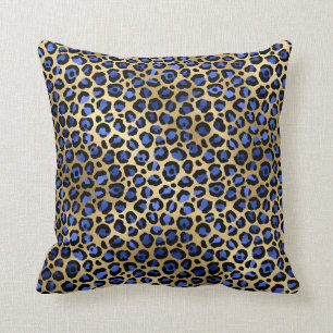 Cojín Decorativo Estampado de lunares glamorosos dorados y azul rea