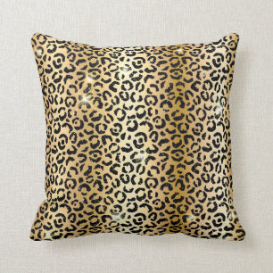 Cojín Decorativo Estampado de manchas de leopardo con brillo dorado