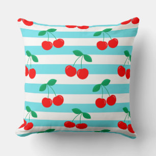 Cojín Decorativo Estampado de Rayas de Cereza – Regalo y Decoración