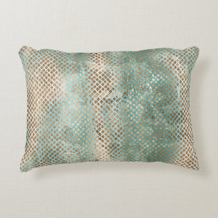 Cojín Decorativo Estampado de Serpiente Aqua Blanco Oro